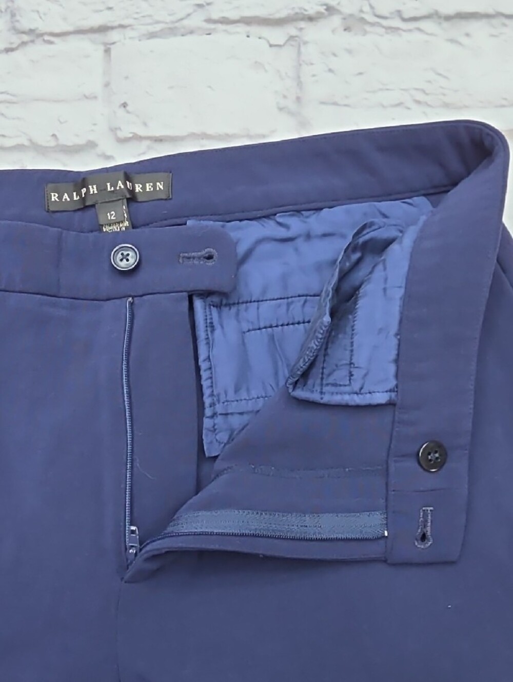 Ralph Lauren Black Label Dress Pants Sz 12(34x28) Blue Straight Wool Blend - Picture 11 of 12